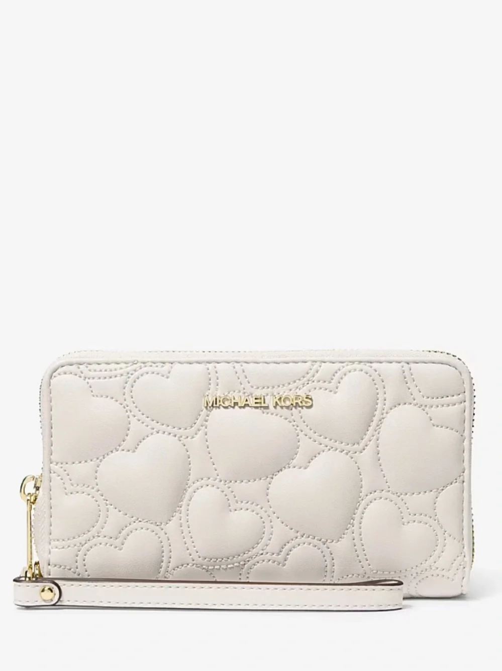 Michael Kors Cream Quilted Heart Satchel and Wristlet Set